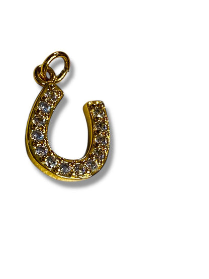 Goldtone Horseshoe Rhinestone Charm Pendant 12mm Lucky