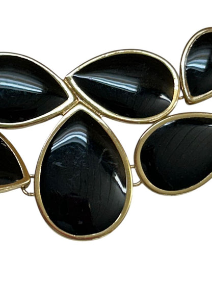 Premier Designs Statement Necklace Black Goldtone 20" Lays Flat