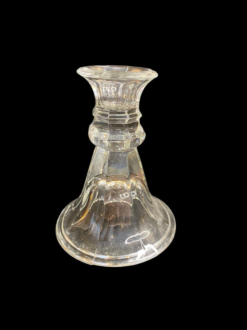 Vintage Clear Pressed Glass Candlestick 5" 8 Sided