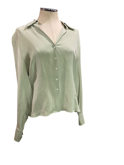 Size 16P Talbots Petites Stretch Silk Blend Womens Button Up Shirt