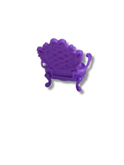 Purple Plastic Dollhouse Miniature Arm Chair 3" Ornate
