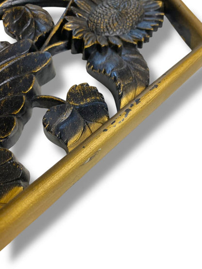 1970s Burwood Homco Wall Plaque Butterfly Flower Diamond 16.75"h x 10.25"