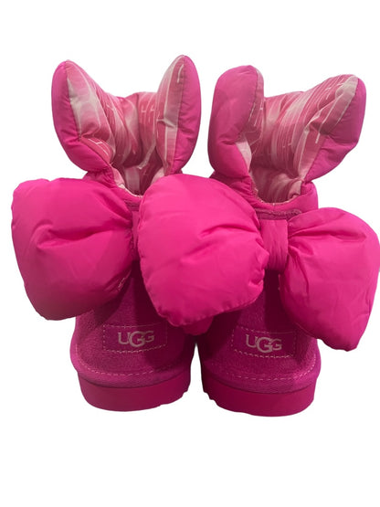 5 UGG Girls Pink Bailey Bow Puff Maxi Wavelength Boots New