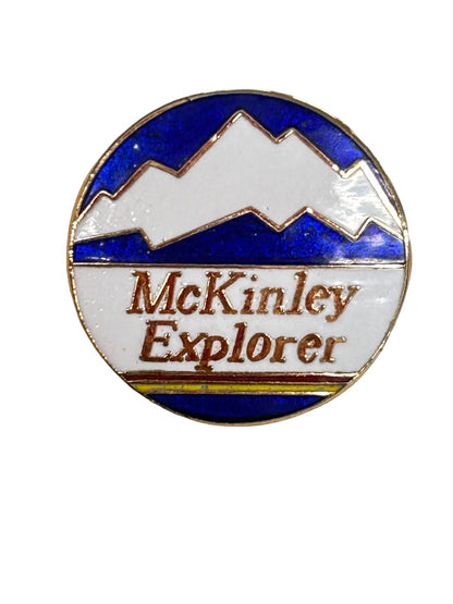 McKinley Explorer Lapel Pin Alaska 1" Diameter Blue White