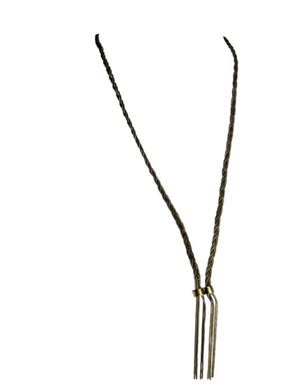 Steve Madden Antiqued Look Silvertone 26" Lariat Style Braided Chain