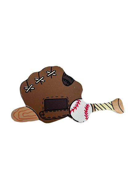 Set of 3 Plastic Pins Baseball Glove Ball Bat and Basketball
