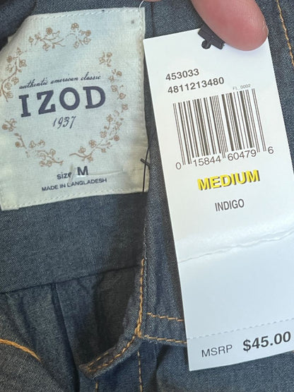 Size Medium Izod Pearl Snap Denim Shirt NWT 100% Cotton