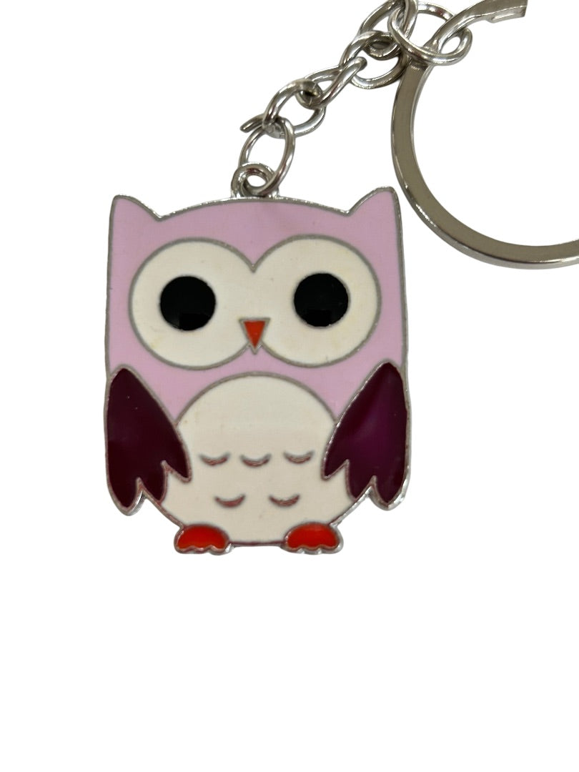 Owl Keychain Key Ring Clip Enameled Metal Owl Keychain