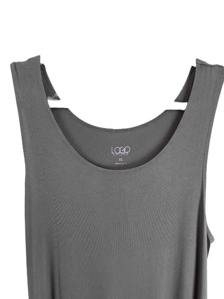 XL LOGO Layers Women's Gray Tunic Tank Top Soft Sleeveless Scoop Neck