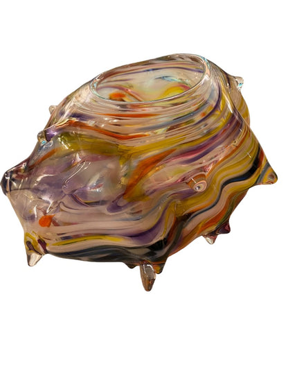 Signed James Hayes Art Glass Swirl Vessel Abstract Hand Blown  8.5" x 5.25