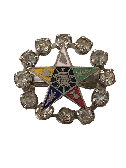 Masonic Pin Order of the Eastern Star Brooch Pin Silvertone .9" Diameter