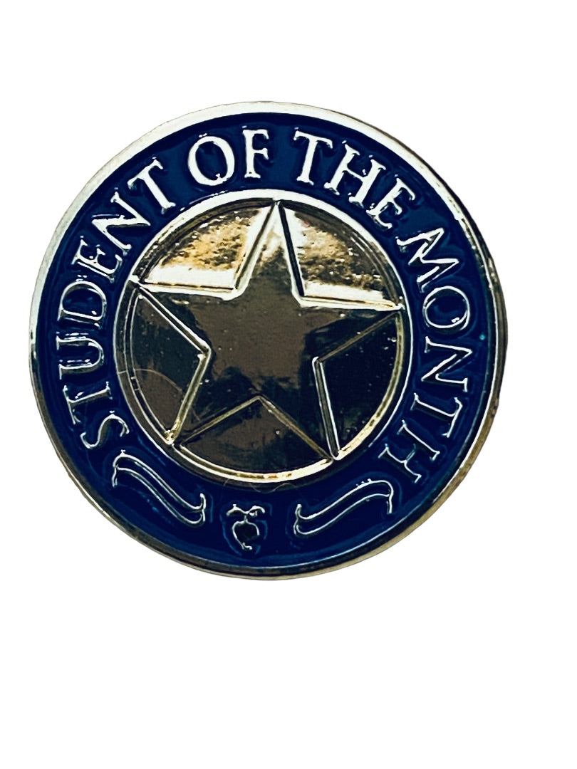 "Student of the Month" Goldtone and Blue Lapel Pin Star .75" Diameter