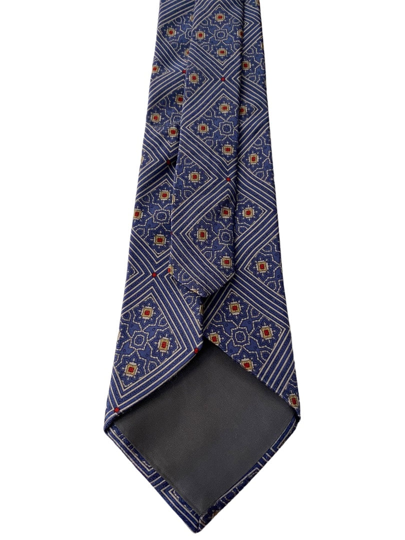 Vintage Blue Red Gold Necktie Mens Tie All Silk Imported from Italy 56"  Length