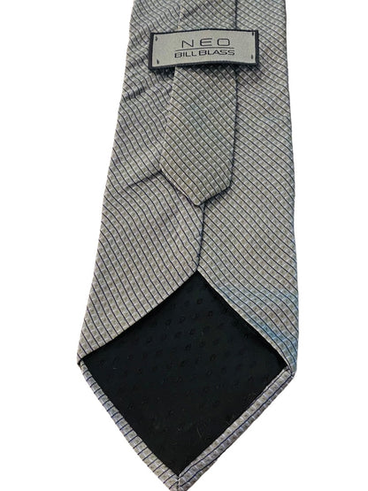 Neo Bill Blass Mens Necktie Silk Sage Green Blue Crosshatch Pattern 57"L Widest 3.75" Tie