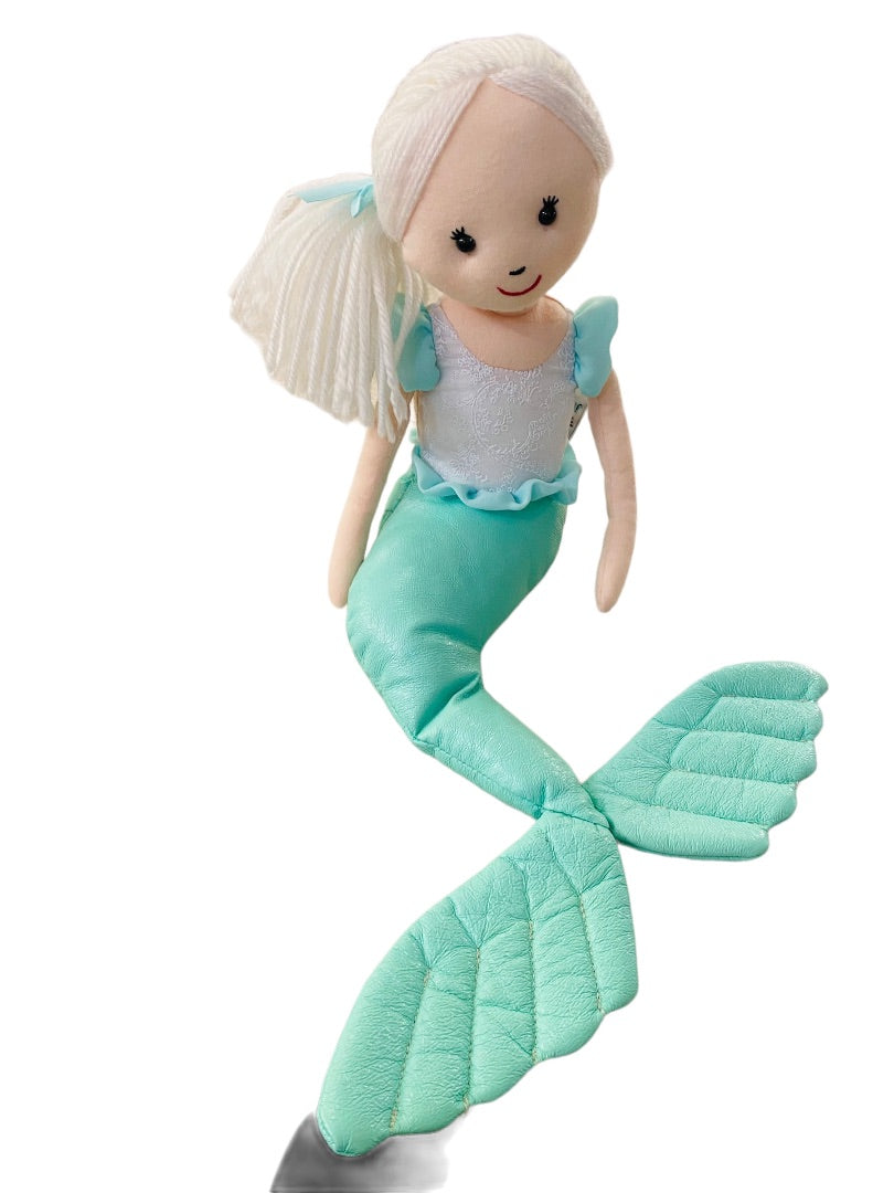 Jellycat Green Shellebelle Maddie Mermaid Plush Stuffed Doll Toy 15" White Hair