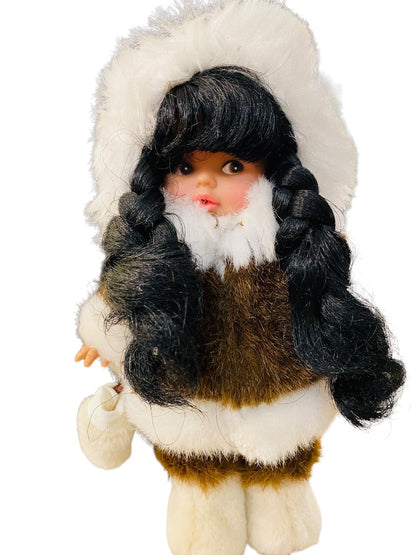 Kipmik "Northern Neighbors" Alaskan Inuit Doll Girl Braids  7.5"