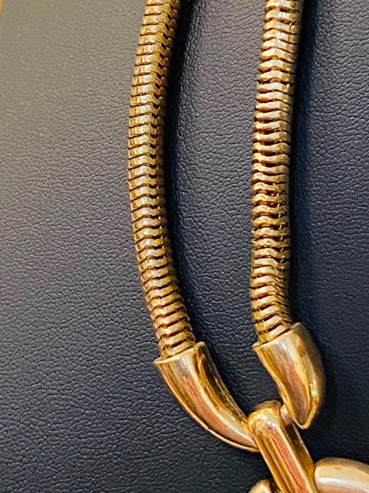 Charming Charlie Goldtone Statement Necklace 17-21" Dual Snake Chain