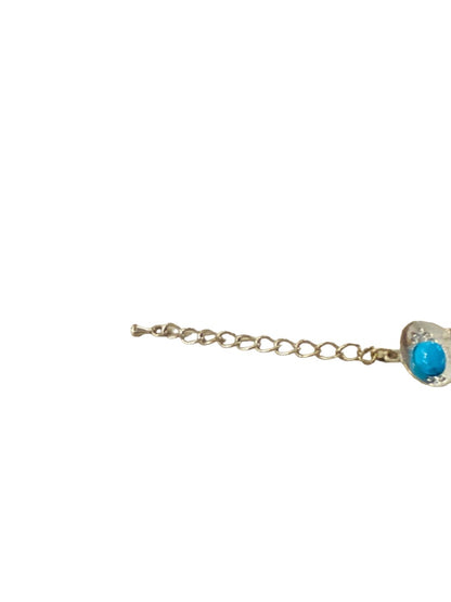 Silvertone and Faux Turquoise Bracelet Adjustable 7-9" Lobeter Clasp Closure