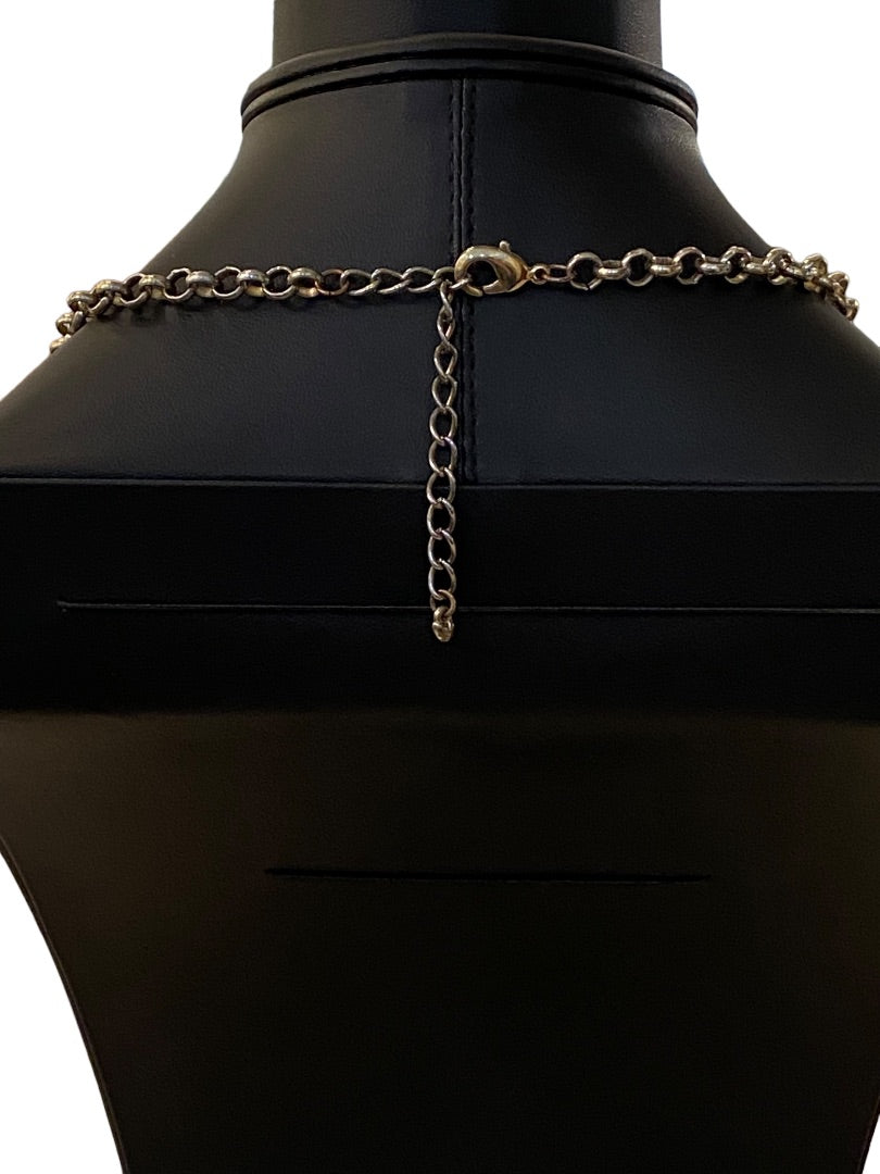 Statement Necklace Teal Coral Goldtone Funky Lays Flat Faceted Acrylic Beads