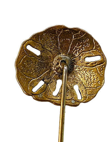 Vintage Goldtone Coppertone 2"l Stick Pin Sand Dollar Design (3/4")