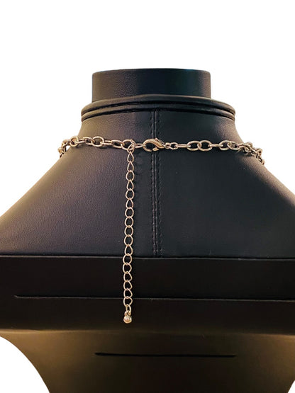 Silvertone Necklace Pink and Mauve Acrylic Faceted Beads 16-19" with 3" Drop