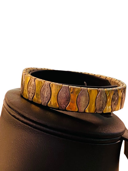 Silvertone Goldtone Stretch Bracelet Stainless Steel Oval Hourglass Design