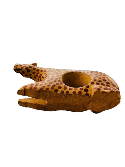 Napkin Rings Holder Wooden Safari Theme Giraffe Leopard Free Standing