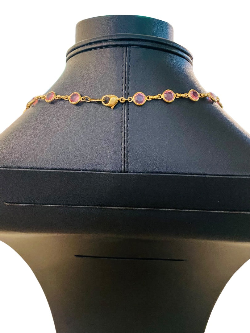 Goldtone Pink Signed Avon 22.5" Necklace Lobster Clasp