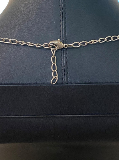 Rhinestone Formal Silvertone Necklace 21" Lobster Clasp 2" Drop