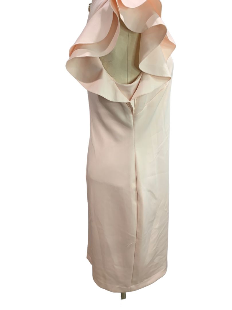 Size 12 Tommy Hilfiger New Blush Pink Sheath Dress Ruffle Sleeve Knee Length