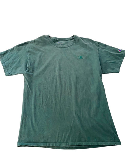 Large Champion Mens Dark Green Short Sleeve Tshirt CrewNeck