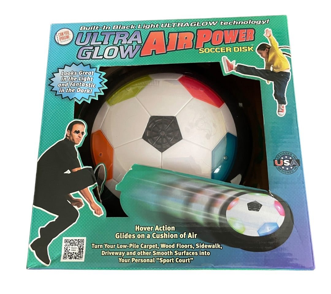 Ultra Glow Air Power Soccer Disk Hover Action Built in Black Light Toy