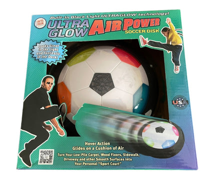 Ultra Glow Air Power Soccer Disk Hover Action Built in Black Light Toy