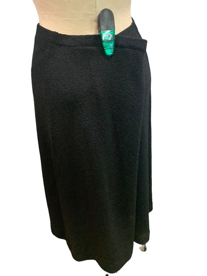 2X talbott Womens Plus Size Black Woven Dacron Polyester Skirt Pull On 1960s Vintage