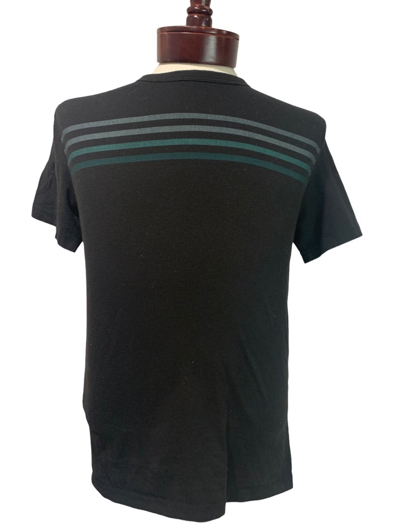 Small Lee Mens Black Soft Short Sleeve Tshirt Retro Stripe Design