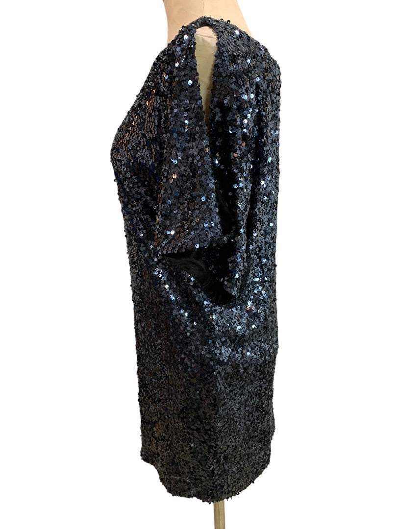 aidan mattox blue sequin dress $220 Aidan By Aidan Mattox Women's Blue Sequin Halter Mini Dress Size 2