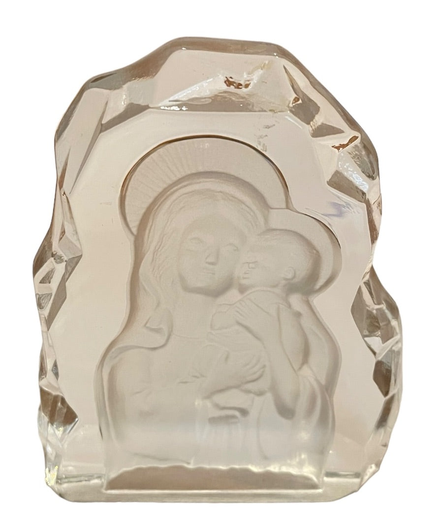 Vintage Virgin Mary & Infant Jesus Art Glass Figurine