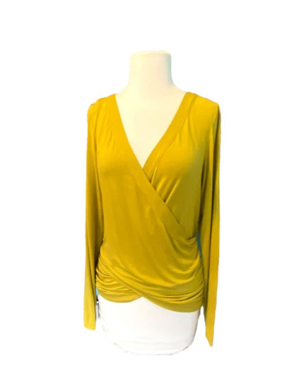 Size Medium Saturday Sunday Mustard Yellow Wrap Style Shirt Blouse Long Sleeve Anthropologie