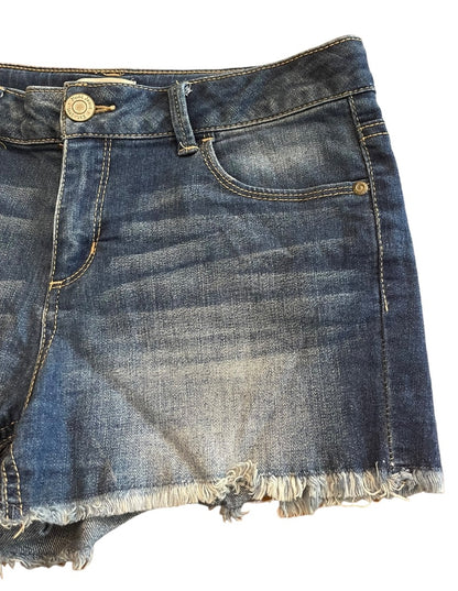 Size 16 Mudd Girls Denim Cutoff Jean Shorts Distressed Cotton Blend 2.5" Inseam