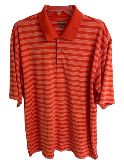 XL Lone Cypress Mens Pebble Beach Striped Performance Golf Shirt Orange Stripe