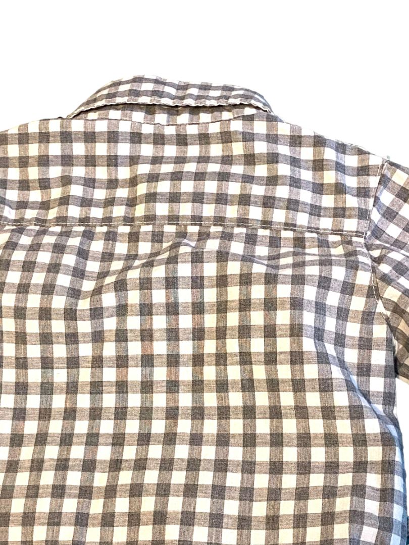 18M Carter's Boys Gray Gingham Button Down Shirt One Piece Snap Crotch