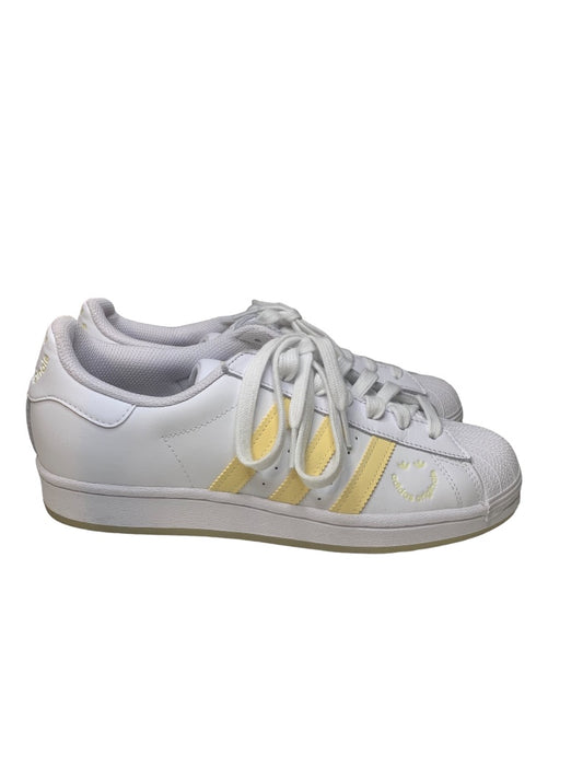 Size 9.5 Adidas Originals Womens White Yellow Superstar Sneakers GY2073