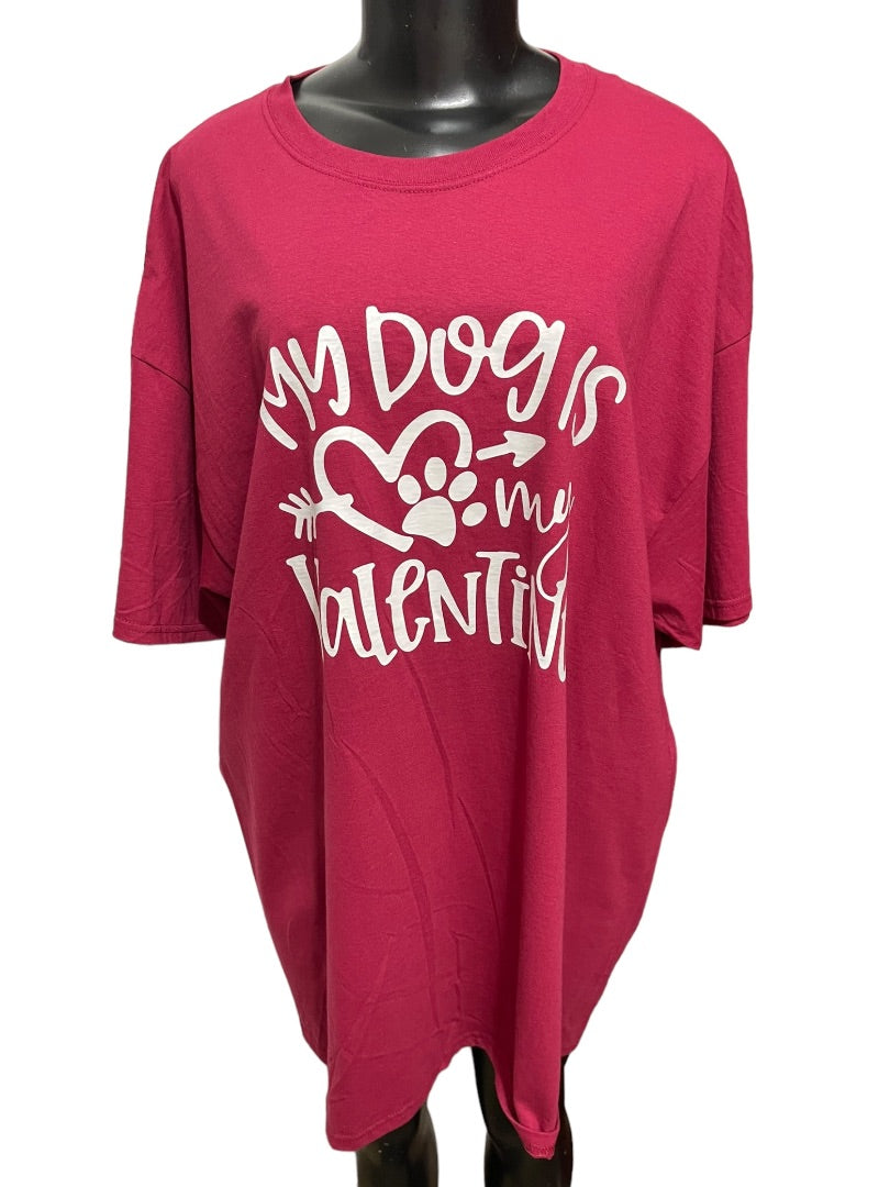 2XL Fruit of the Loom HD Cotton My Dog Is My Valentine T-Shirt Red