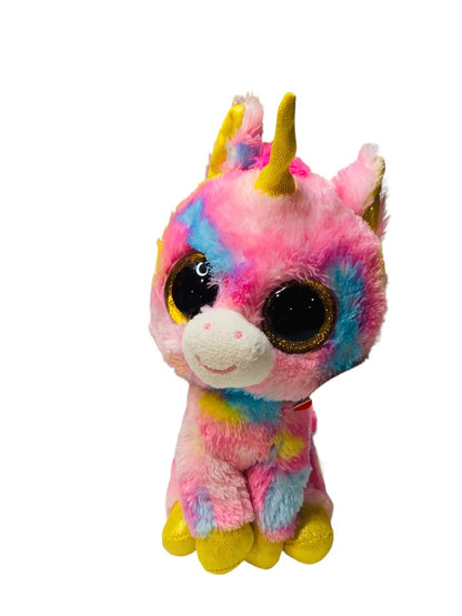 Ty Beanie Boos Fantasia Baby Pastel Multicolor Plush Unicorn 6" Pink