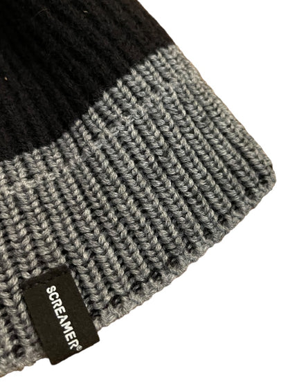 One Size Screamer Unisex Knit Hat Beanie Black Gray Acrylic