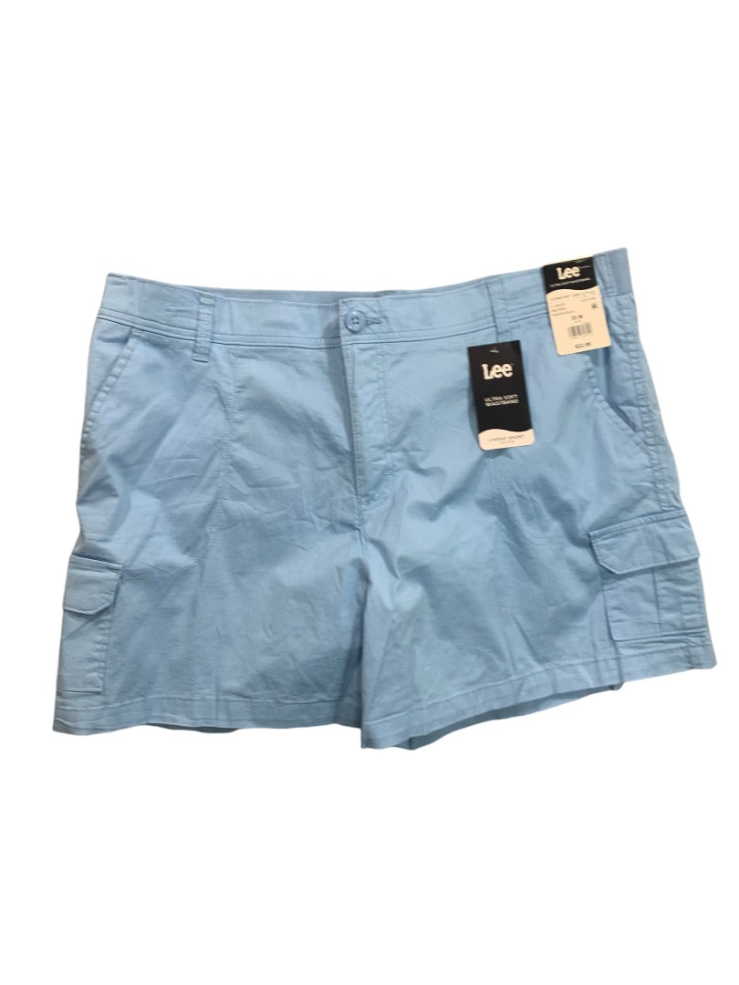 Size 20M Lee Womens New Shasta Blue Cargo Shorts Ultra Soft Waistband