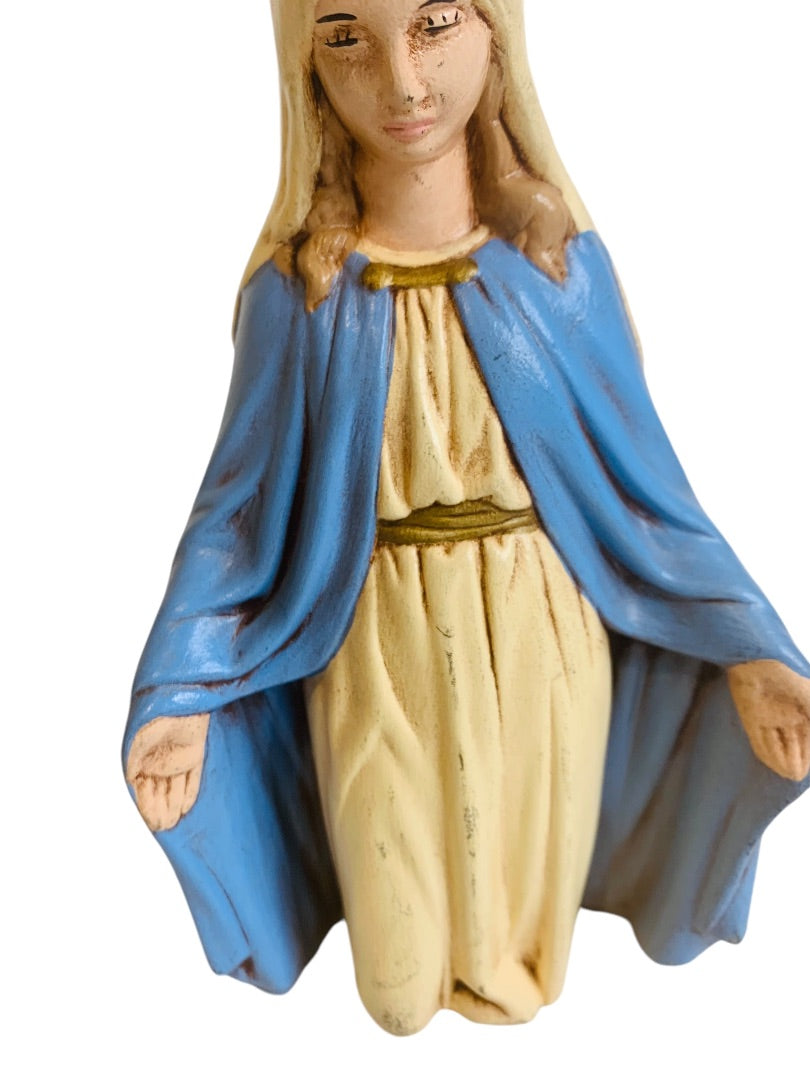 Handpainted Ceramic 1980s Nativity Figurine Mary Kneeling Christmas 7"h
