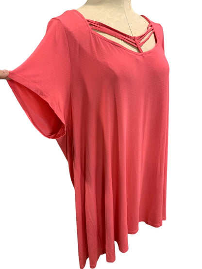 3X Torrid Super Soft Knits Hot Pink Womens Tshirt Cut Out Neckline Detail