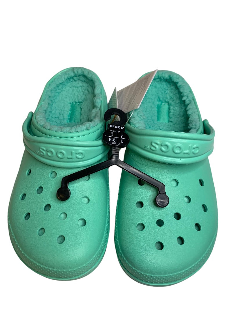 Size 3 Youth Crocs Classic Lined Clog K Green New 203506-3U3