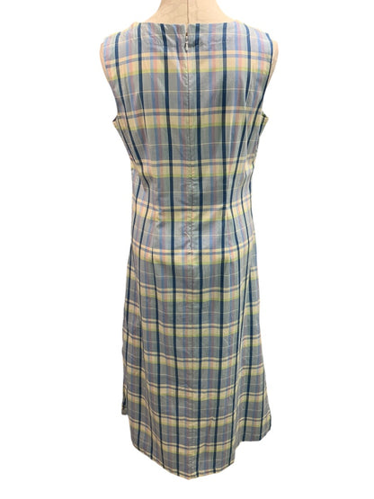 Size 6 Monterey Bay Long Plaid Dress Pockets Lightweight Cotton Sleeveless